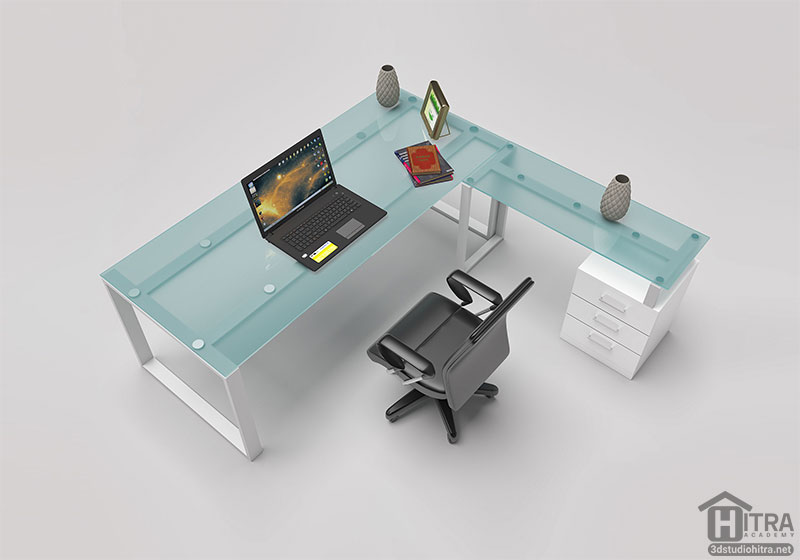 مدل سه بعدی میز و صندلی اداری